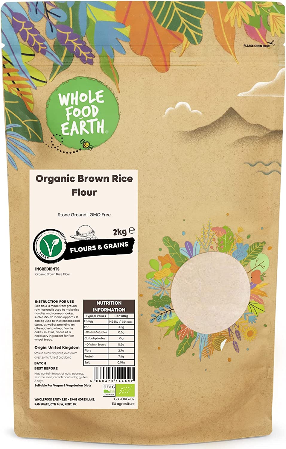 Wholefood Earth Organic Brown Rice Flour 2kg RRP 14.69 CLEARANCE XL 7.99